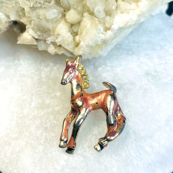 🖤 Vintage 🖤 Horsey Brooch Pony Equestrian Mid Century 🐴 Horse Pin 1960s - Picture 2 of 3
